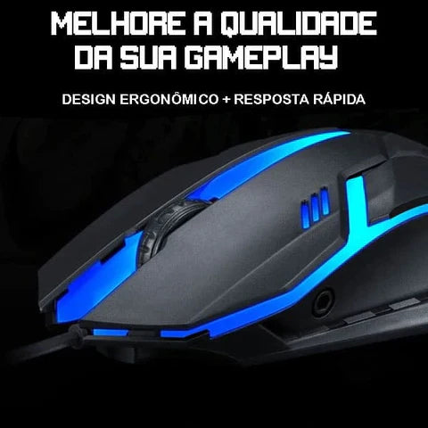 Alfa-USB Mouse para Gamer, 3200dpi, Led RGB, Para Fio