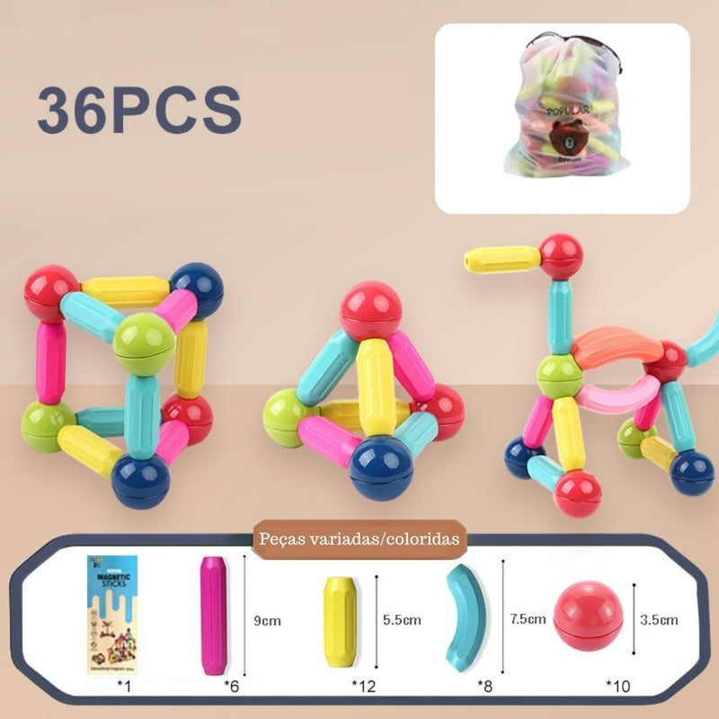 Blocos de Construção Magnéticos para Crianças - ConstruKids