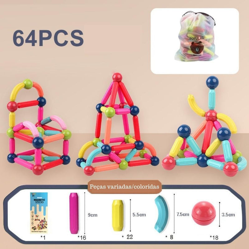 Blocos de Construção Magnéticos para Crianças - ConstruKids